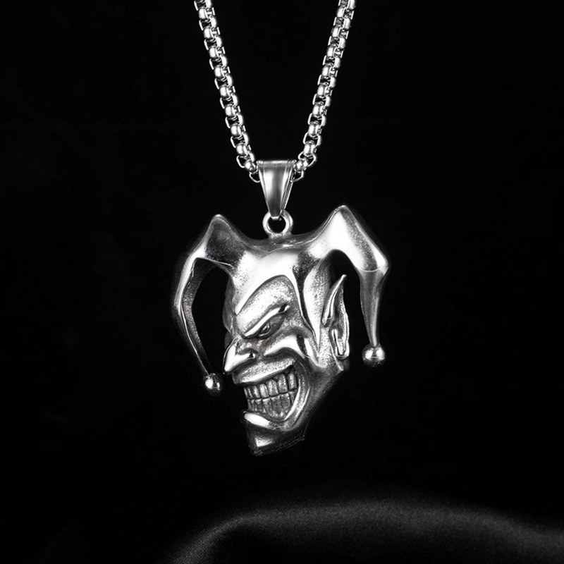 Men Accessories Neck Chain - Silver Color Joker Pendant Necklace For