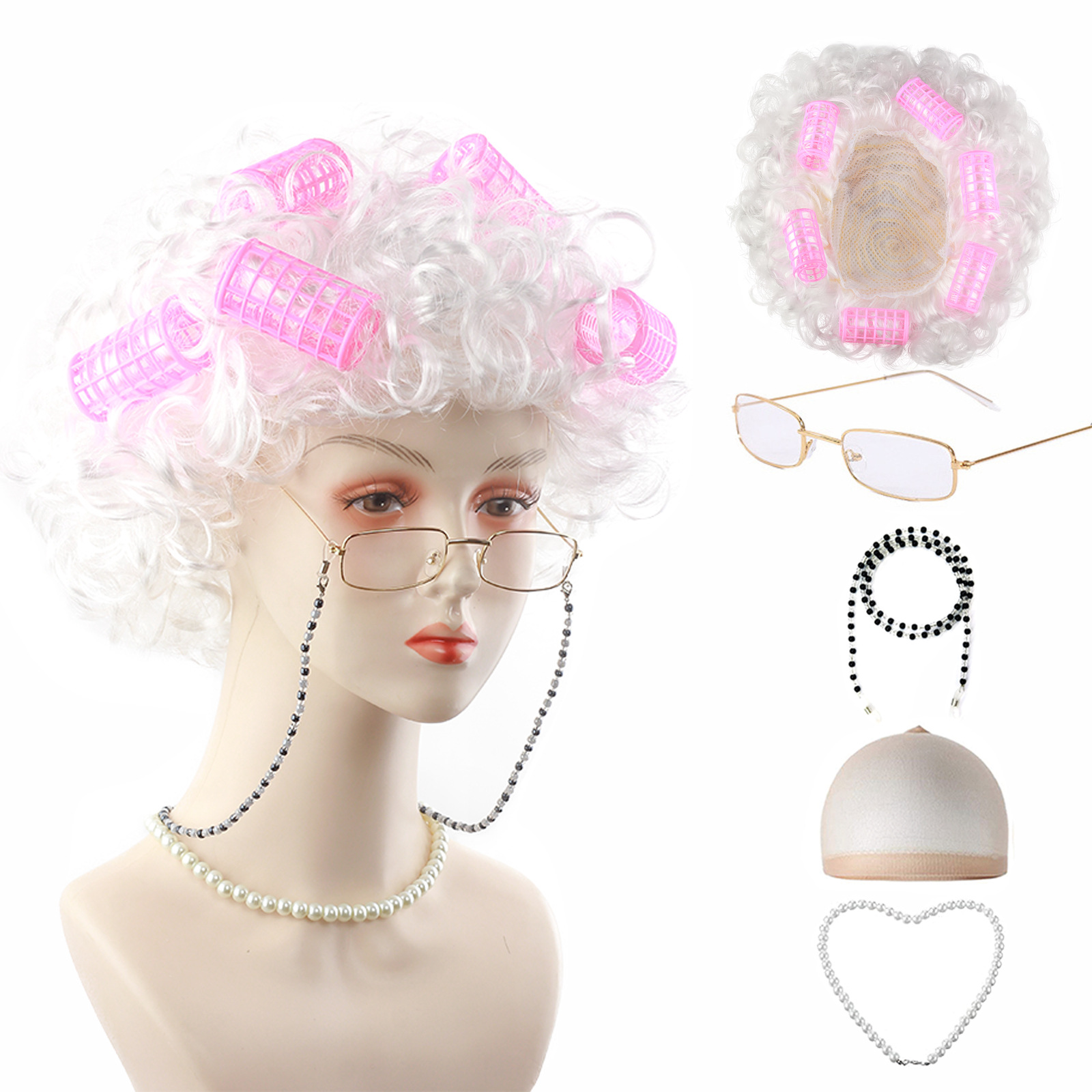 6 Pieces Old Lady Costume Set  - Men'S Accessories In The 1920S ulasan dan harga